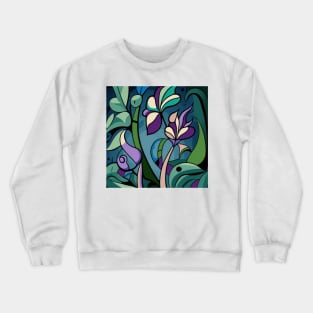 Beautiful flower image with purple and blue stained glass look. Crewneck Sweatshirt